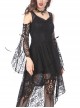Black Lace Gothic Elegant High-Low Hem Lace-up Dress
