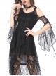 Black Lace Gothic Elegant High-Low Hem Lace-up Dress