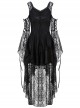Black Lace Gothic Elegant High-Low Hem Lace-up Dress