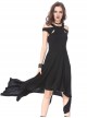 Pure Black Gothic Knitted Off-shoulder Irregular Hem Dress