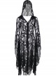 Gothic Gorgeous Black Lace Horn Cap Long Sleeve Long Dress