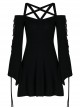 Gothic Black Sexy Lace-up Star Sling Elastic Short Dress