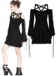 Gothic Black Sexy Lace-up Star Sling Elastic Short Dress