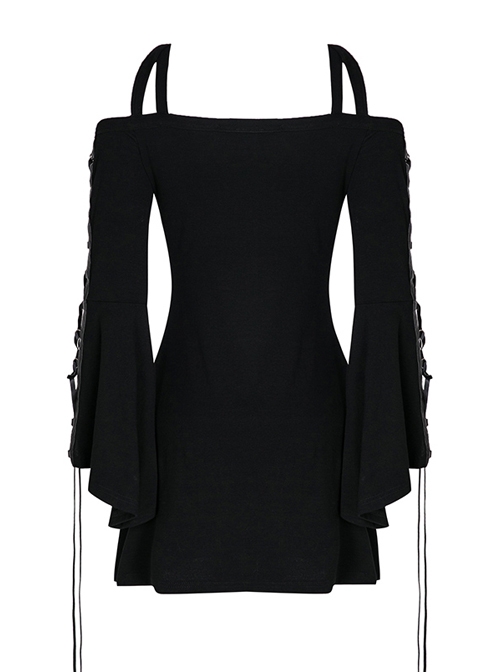 Gothic Black Sexy Lace-up Star Sling Elastic Short Dress
