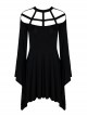 Gothic Black Knitted Spider Web Shape Collar Long Sleeve Dress