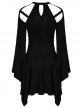 Gothic Black Knitted Spider Web Shape Collar Long Sleeve Dress