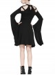 Gothic Black Knitted Spider Web Shape Collar Long Sleeve Dress