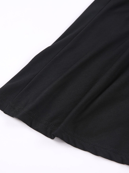 Gothic Black Knitted Spider Web Shape Collar Long Sleeve Dress