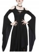 Gothic Black Knitted Off Shoulder Irregular Hem Long Sleeve Long Dress