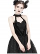 Gothic Black Noble Velvet Lace Embroidery Backless Long Dress