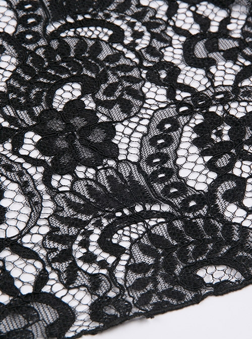 Gothic Black Noble Velvet Lace Embroidery Backless Long Dress