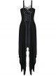 Black Interlaced Rope Design Irregular Hem Gothic Knitted Dress