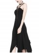 Black Interlaced Rope Design Irregular Hem Gothic Knitted Dress