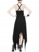 Black Interlaced Rope Design Irregular Hem Gothic Knitted Dress