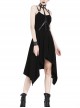 Black Rivet Neck Tapes Irregular Hem Gothic Knitted Dress