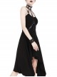 Black Rivet Neck Tapes Irregular Hem Gothic Knitted Dress