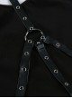 Black Rivet Neck Tapes Irregular Hem Gothic Knitted Dress