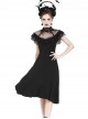 Gothic Black Sexy Rose Flower Lace Knitted Dress