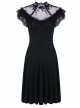 Gothic Black Sexy Rose Flower Lace Knitted Dress