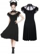 Gothic Black Sexy Rose Flower Lace Knitted Dress