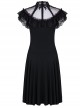 Gothic Black Sexy Rose Flower Lace Knitted Dress