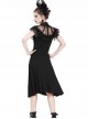Gothic Black Sexy Rose Flower Lace Knitted Dress