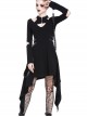 Punk Metal Hook Black Hollow Out Shoulder Gothic Midi Dress