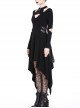 Punk Metal Hook Black Hollow Out Shoulder Gothic Midi Dress