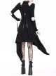 Punk Metal Hook Black Hollow Out Shoulder Gothic Midi Dress