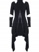 Punk Metal Hook Black Hollow Out Shoulder Gothic Midi Dress
