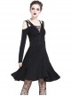 Gothic Black Slit Chest Strap Backless Slim Sling Dress