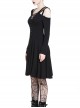 Gothic Black Slit Chest Strap Backless Slim Sling Dress