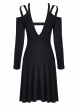 Gothic Black Slit Chest Strap Backless Slim Sling Dress