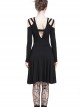 Gothic Black Slit Chest Strap Backless Slim Sling Dress