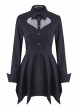 Gothic Sexy Heart Shaped Mesh Yarn Black Lapel Long Sleeve Dress
