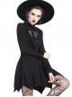 Gothic Sexy Heart Shaped Mesh Yarn Black Lapel Long Sleeve Dress