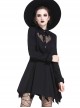 Gothic Sexy Heart Shaped Mesh Yarn Black Lapel Long Sleeve Dress