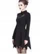 Gothic Sexy Heart Shaped Mesh Yarn Black Lapel Long Sleeve Dress