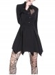 Gothic Sexy Heart Shaped Mesh Yarn Black Lapel Long Sleeve Dress