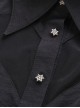 Gothic Sexy Heart Shaped Mesh Yarn Black Lapel Long Sleeve Dress