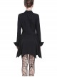 Gothic Sexy Heart Shaped Mesh Yarn Black Lapel Long Sleeve Dress