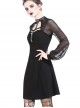 Gothic Punk Black Mesh Yarn Long Sleeve Slim Halter Dress