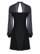 Gothic Punk Black Mesh Yarn Long Sleeve Slim Halter Dress