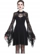 Elegant Black Lace Gothic Slim Knitted Short Dress
