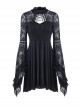 Elegant Black Lace Gothic Slim Knitted Short Dress