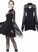 Elegant Black Lace Gothic Slim Knitted Short Dress
