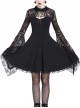 Elegant Black Lace Gothic Slim Knitted Short Dress