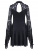 Elegant Black Lace Gothic Slim Knitted Short Dress