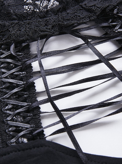 Elegant Black Lace Gothic Slim Knitted Short Dress