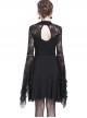 Elegant Black Lace Gothic Slim Knitted Short Dress